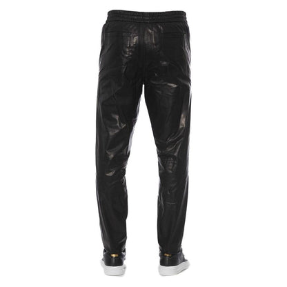 Trussardi Black Lamb Leather Men Pant