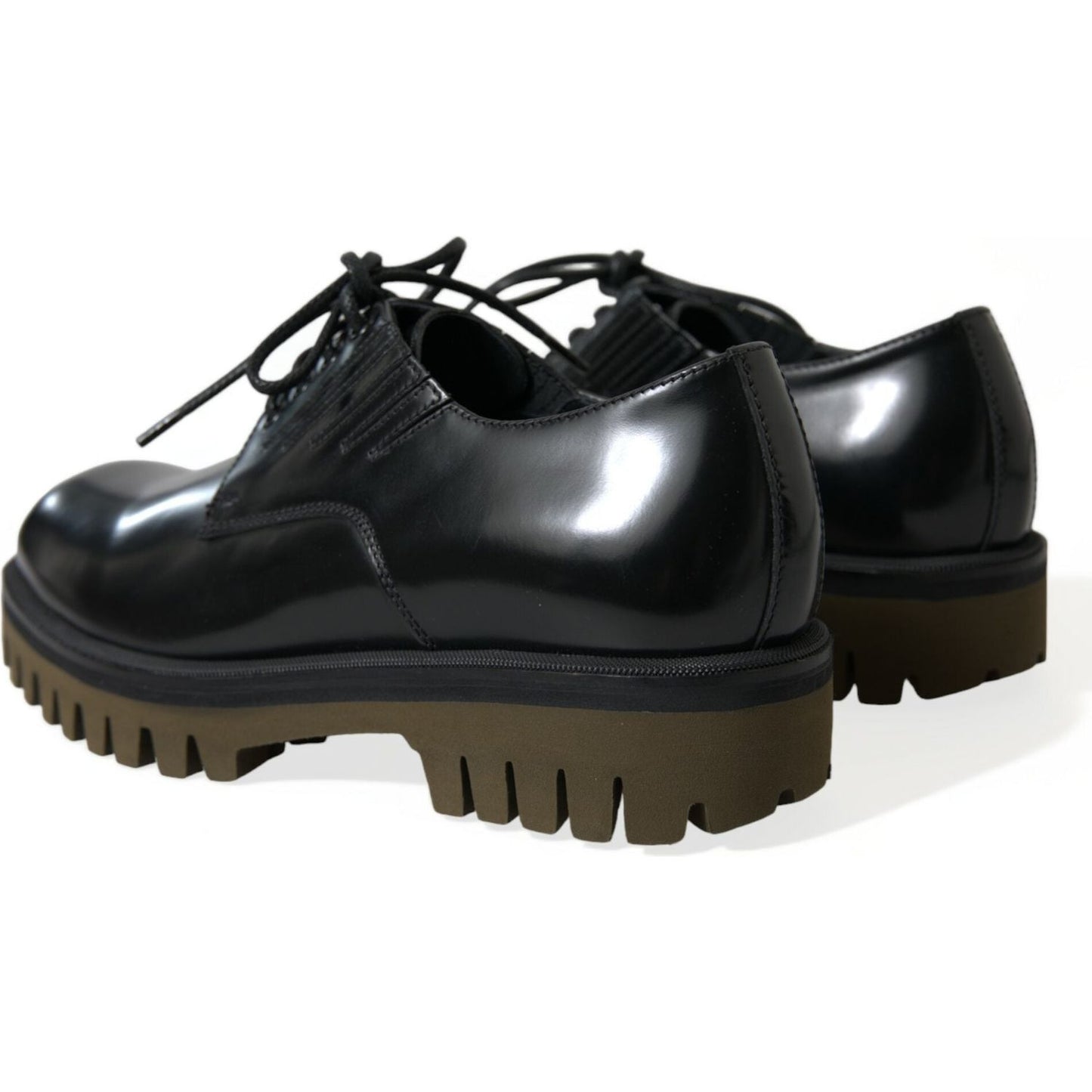 Dolce & Gabbana Black Leather Lace Up Derby Men Dress Shoes