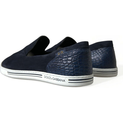 Dolce & Gabbana Blue Suede Caiman Loafers Saint Tropez Shoes