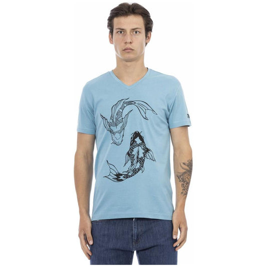 Trussardi Action Light Blue Cotton Men T-Shirt