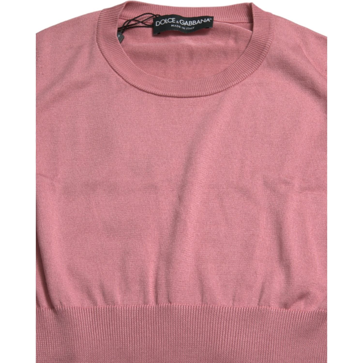 Dolce & Gabbana Pink Crew Neck Cropped Sleeveless Tank Top