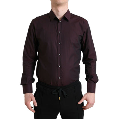 Dolce & Gabbana Maroon Jacquard Formal Dress MARTINI Shirt