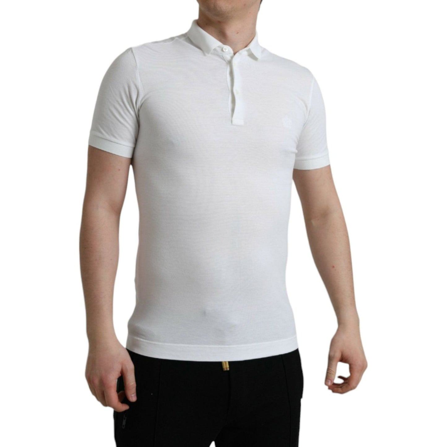 Dolce & Gabbana White Collared Short Sleeve Crown T-shirt