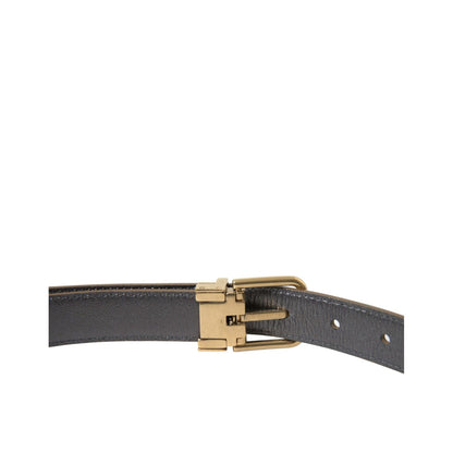 Dolce & Gabbana Metallic Gold Calf Leather Metal Buckle Belt