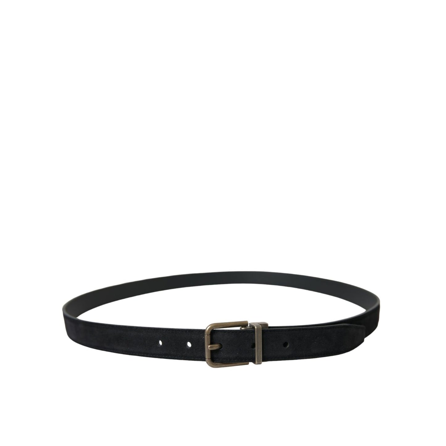 Dolce & Gabbana Black Suede Leather Gold Metal Buckle Belt