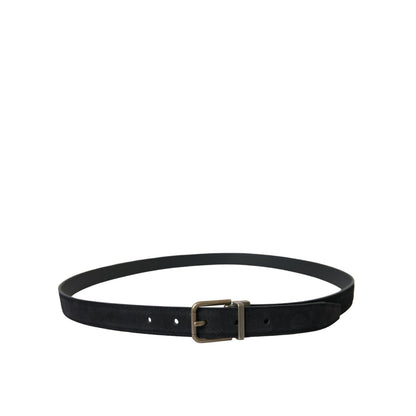 Dolce & Gabbana Black Suede Leather Gold Metal Buckle Belt