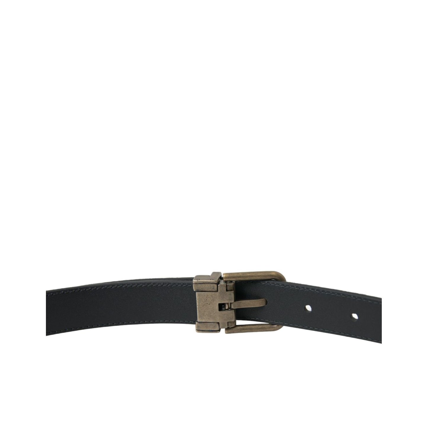 Dolce & Gabbana Black Suede Leather Gold Metal Buckle Belt