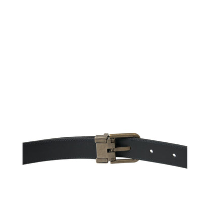 Dolce & Gabbana Black Suede Leather Gold Metal Buckle Belt