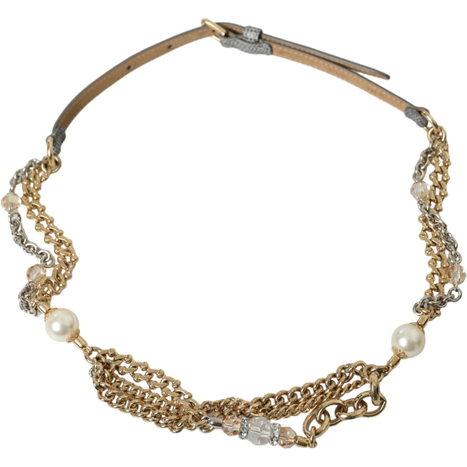 Dolce & Gabbana Blue Braided Gold Brass Chain Waist Belt