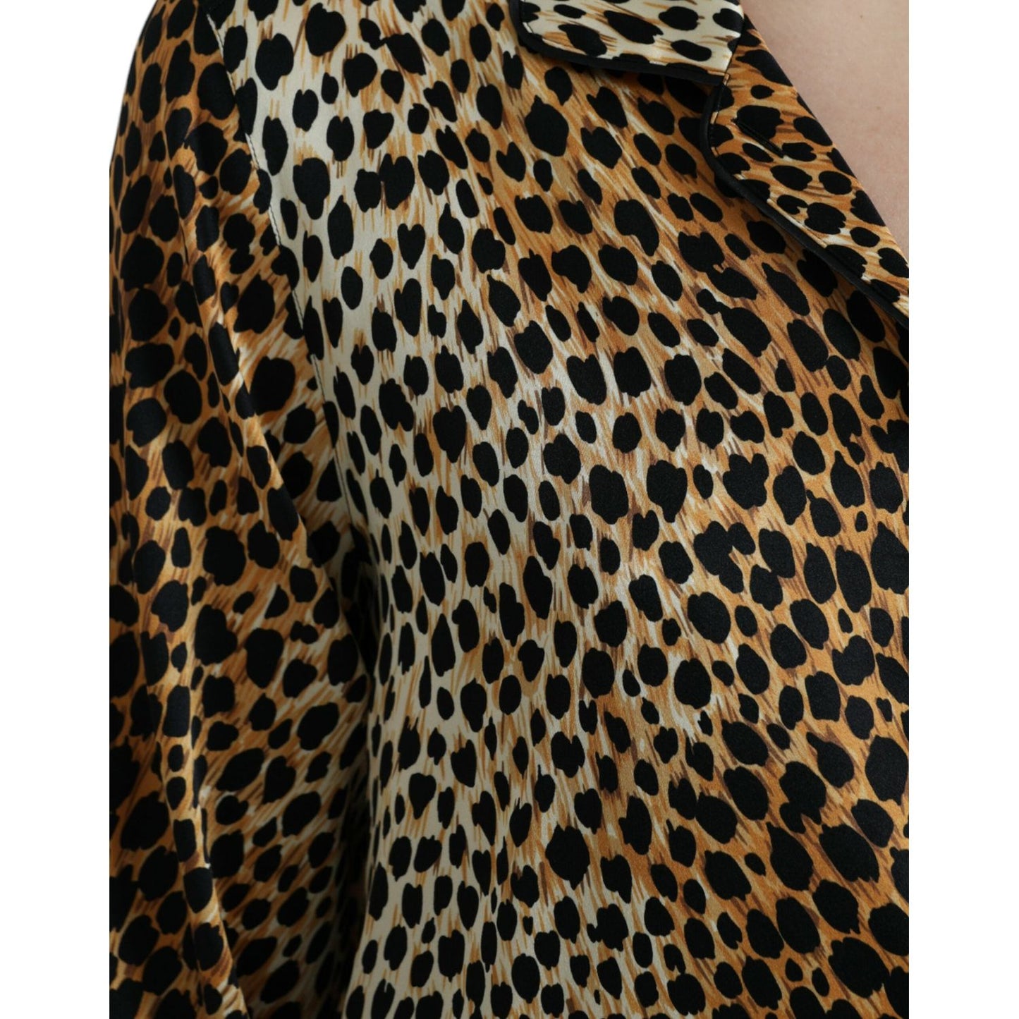 Dolce & Gabbana Brown Leopard Print Long Sleeves Blouse Top