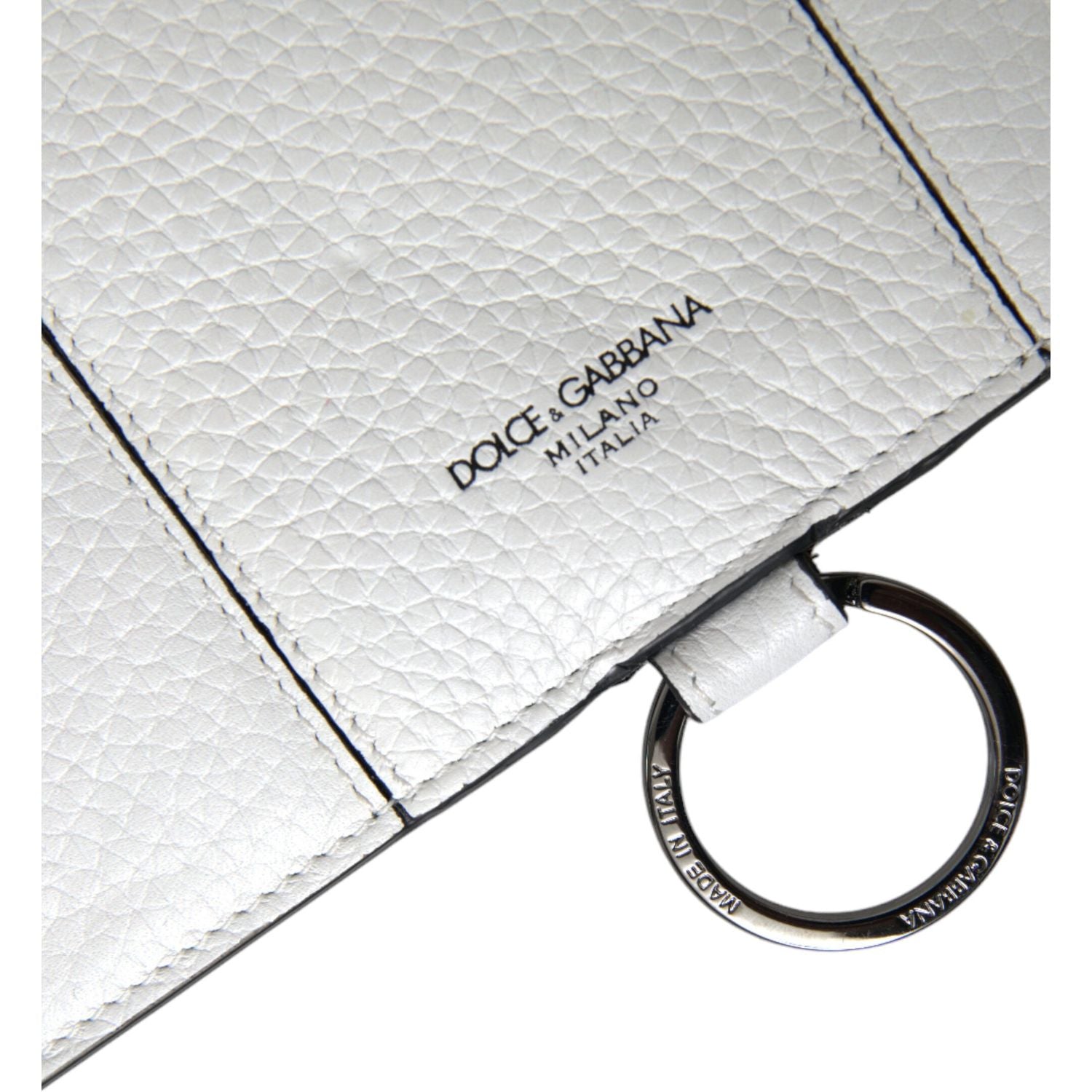 Dolce & Gabbana White Calfskin Leather Large Crossbody Card Holder Wallet