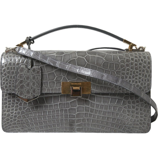 Balenciaga Gray Exotic Leather Medium Shoulder Hand Purse Bag BAG1170