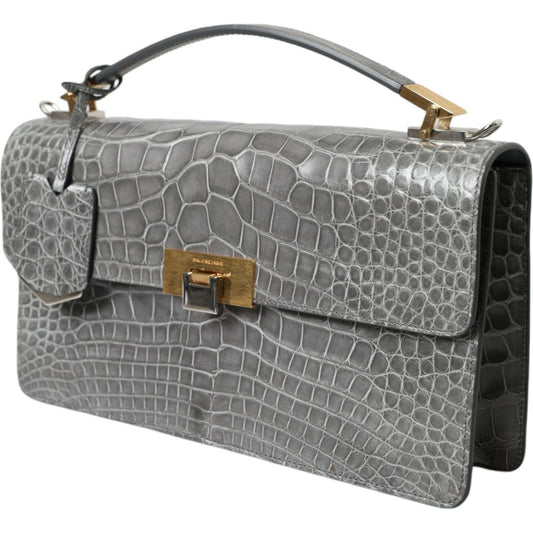 Balenciaga Gray Exotic Leather Medium Shoulder Hand Purse Bag BAG1170