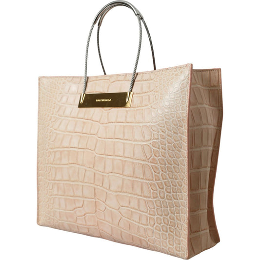 Balenciaga Pink Exotic Leather Embossed Cable Handle Shopper Tote Bag BAG1179