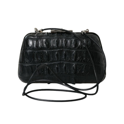 Balenciaga Black Exotic Skin Leather Shoulder Crossbody Box Clutch Bag