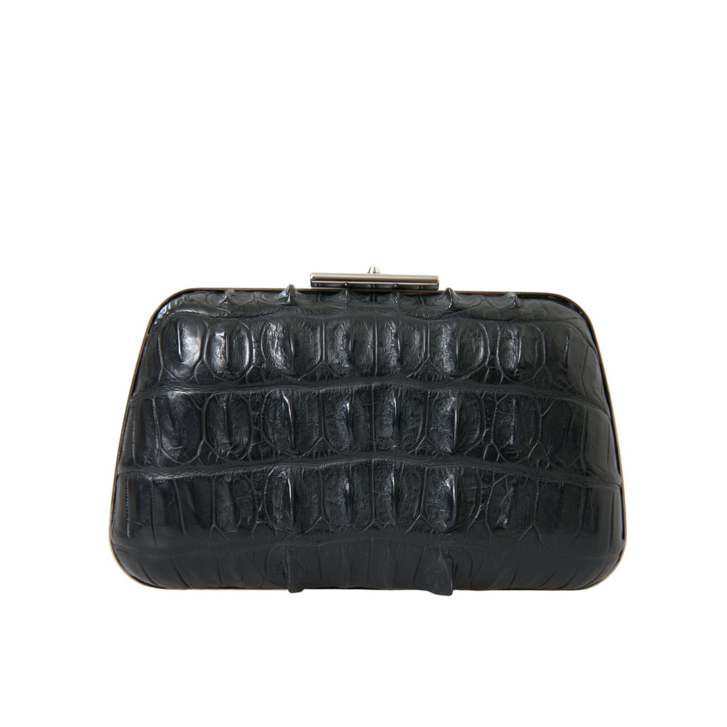 Balenciaga Black Exotic Skin Leather Shoulder Crossbody Box Clutch Bag