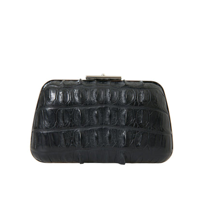 Balenciaga Black Exotic Skin Leather Shoulder Crossbody Box Clutch Bag