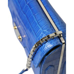 Balenciaga Chic Alligator Skin Chain Shoulder Bag Balenciaga Steel Blue