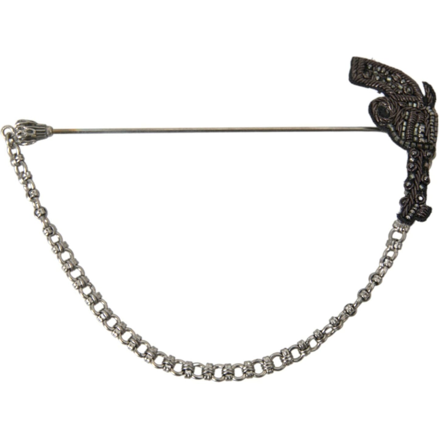 Dolce & Gabbana Brass Copper Silk Revolver Gun Men Brooch Lapel Pin Brooch