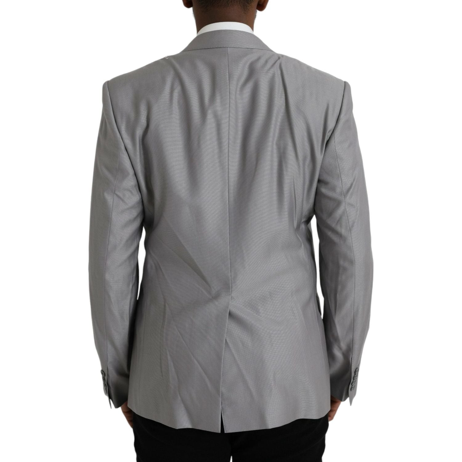 Dolce & Gabbana Gray Wool Peak Single Breasted Coat Blazer