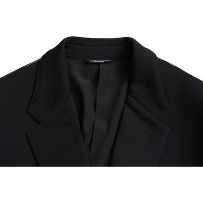 Dolce & Gabbana Black Wool Notch Single Breasted Coat Blazer