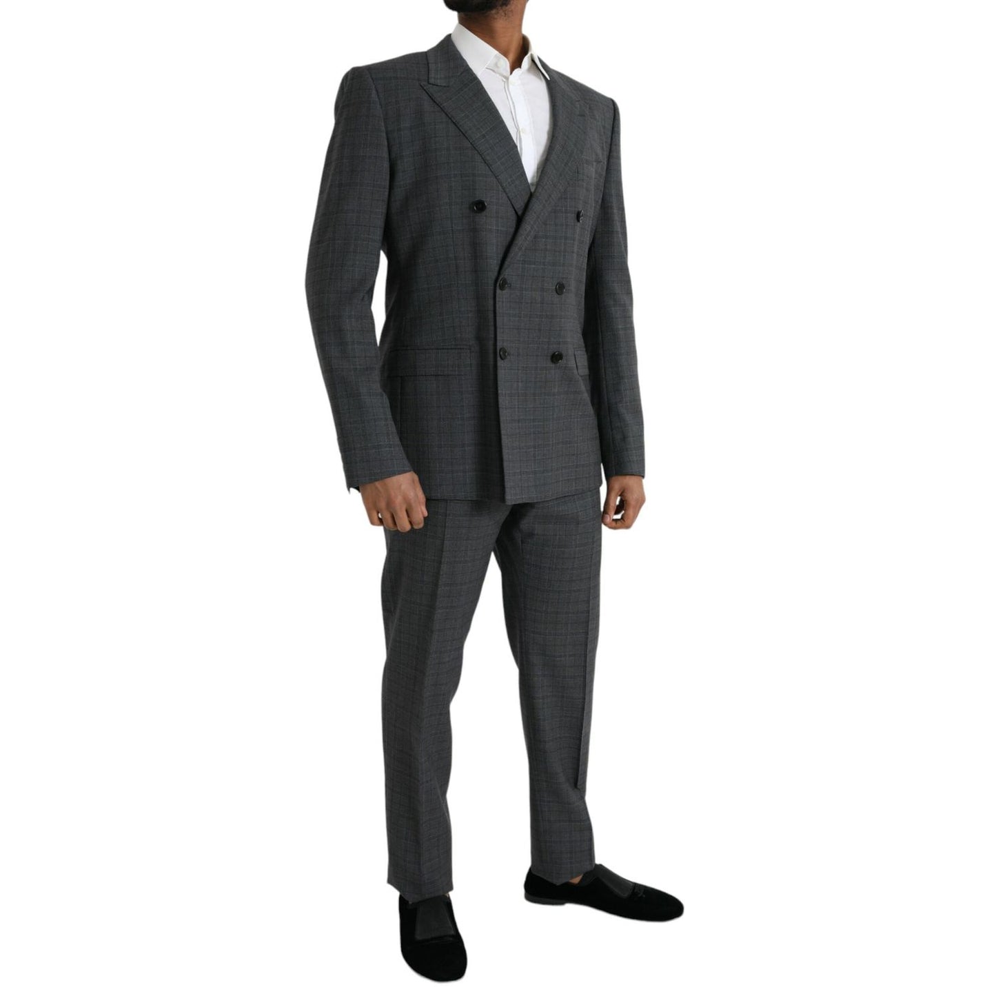 Dolce & Gabbana Gray Plaid Wool MARTINI Formal 2 Piece Suit