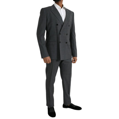 Dolce & Gabbana Gray Plaid Wool MARTINI Formal 2 Piece Suit