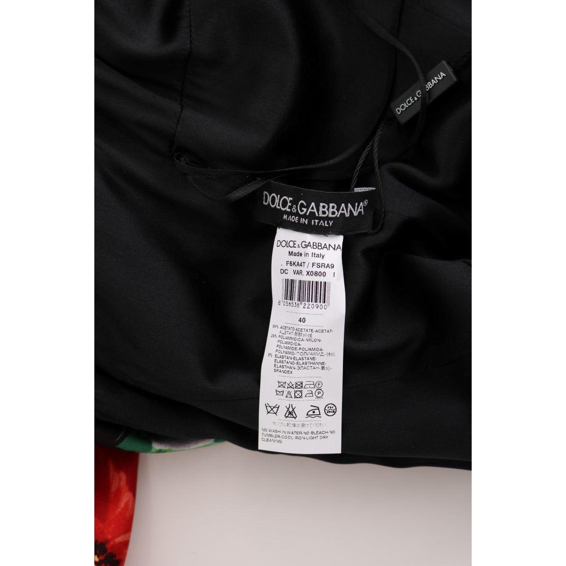 Dolce & Gabbana Multicolor Floral Print Stretch Sheath Long Dress