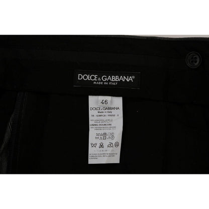 Dolce & Gabbana Gray Wool Striped Formal Pants