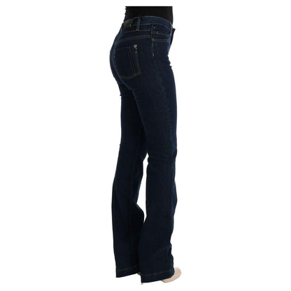 Costume National Blue Cotton Bootcut Flared Jeans Jeans & Pants