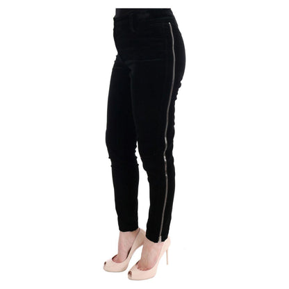 Ermanno Scervino Black Viscose Blend Velvet Cropped Pants Jeans & Pants