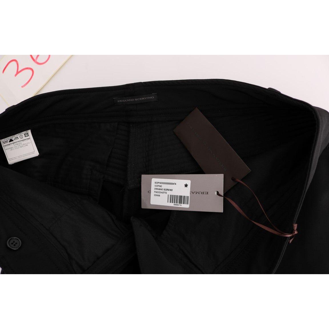 Ermanno Scervino Black Cotton Slim Fit Casual Pants Jeans & Pants