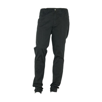 Made in Italy Black Cotton Men's Trouser