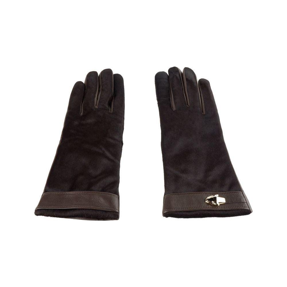 Cavalli Class Brown Cowhide Women Glove
