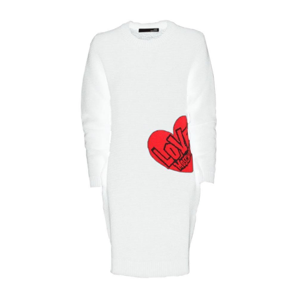 Love Moschino White Wool Women's Knit Dress