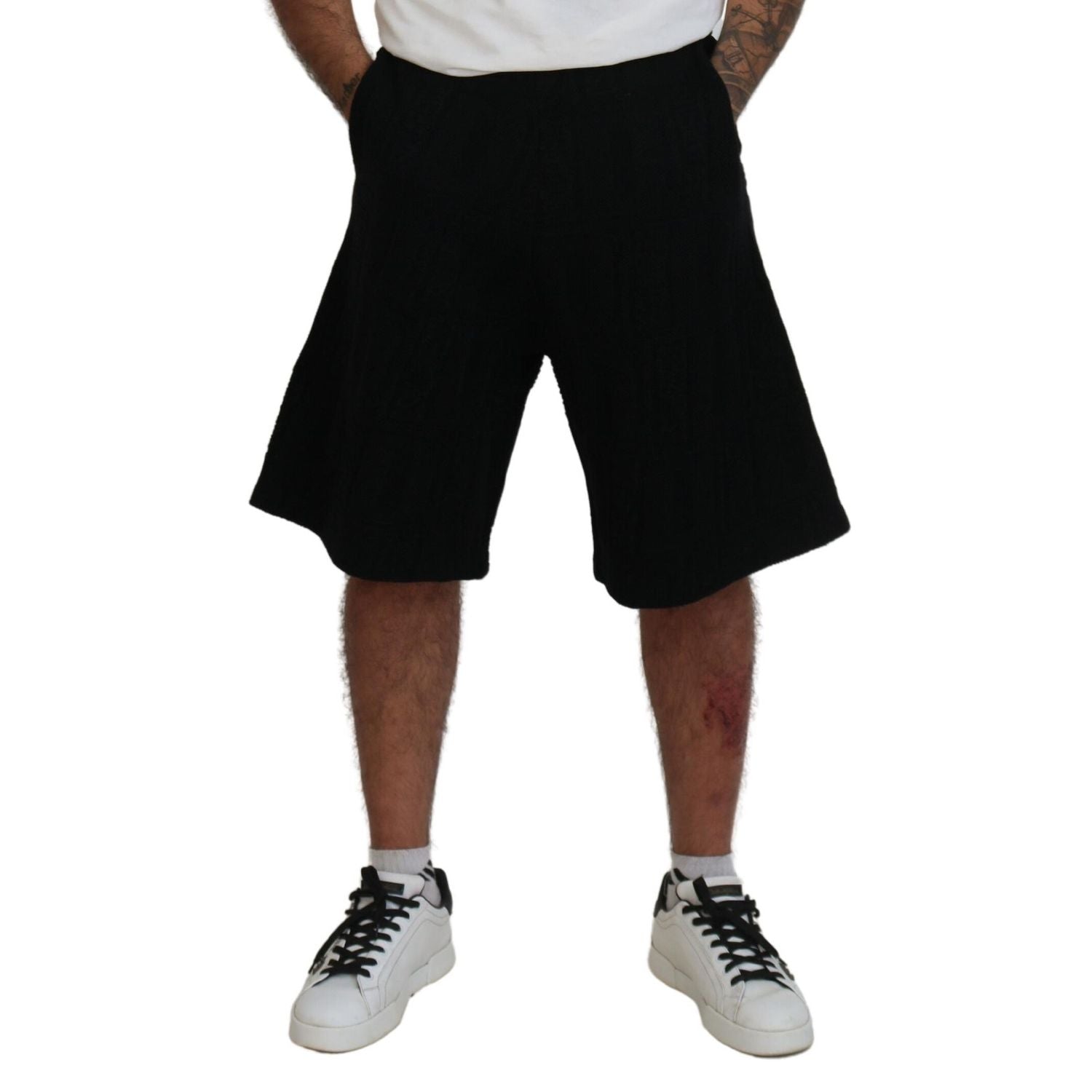 Dsquared² Black Solid Pull On Men Casual Bermuda Shorts