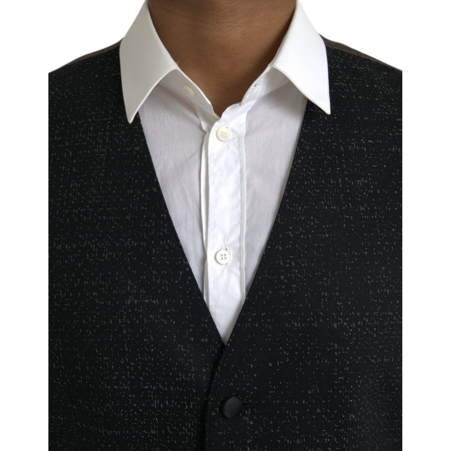 Dolce & Gabbana Black Brown Silk Waistcoat Dress Formal Vest