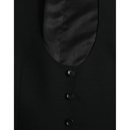Dolce & Gabbana Black Wool Waistcoat Dress Formal Vest