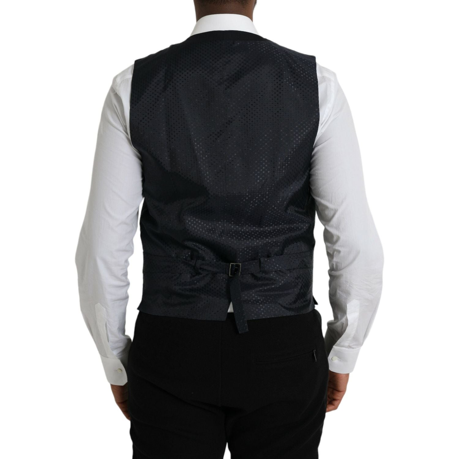 Dolce & Gabbana Black Wool Waistcoat Dress Formal Vest