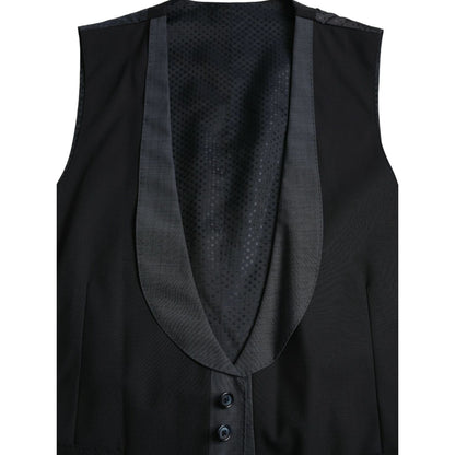 Dolce & Gabbana Black Wool Waistcoat Dress Formal Vest
