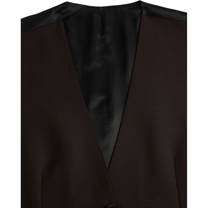 Dolce & Gabbana Brown Wool Waistcoat Dress Formal Vest