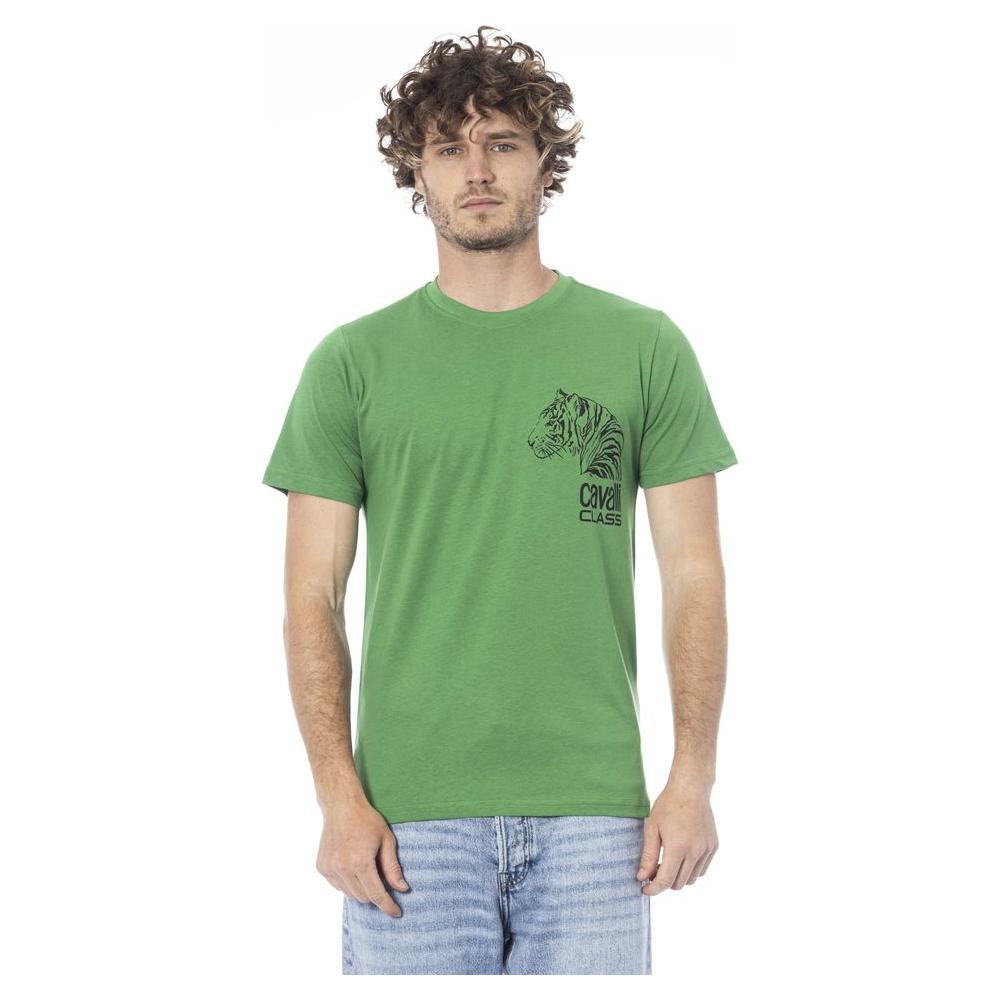 Cavalli Class Green Cotton T-Shirt