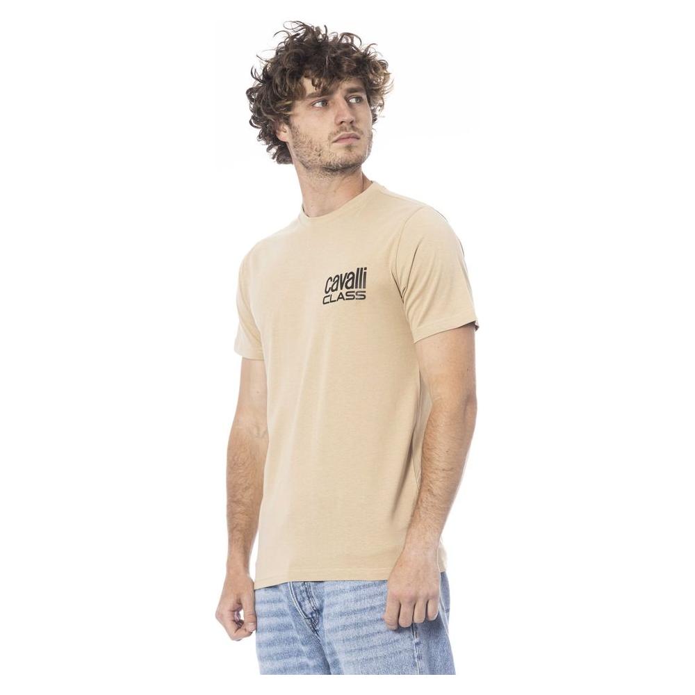 Cavalli Class Beige Cotton T-Shirt