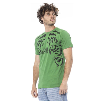 Cavalli Class Green Cotton Men T-Shirt