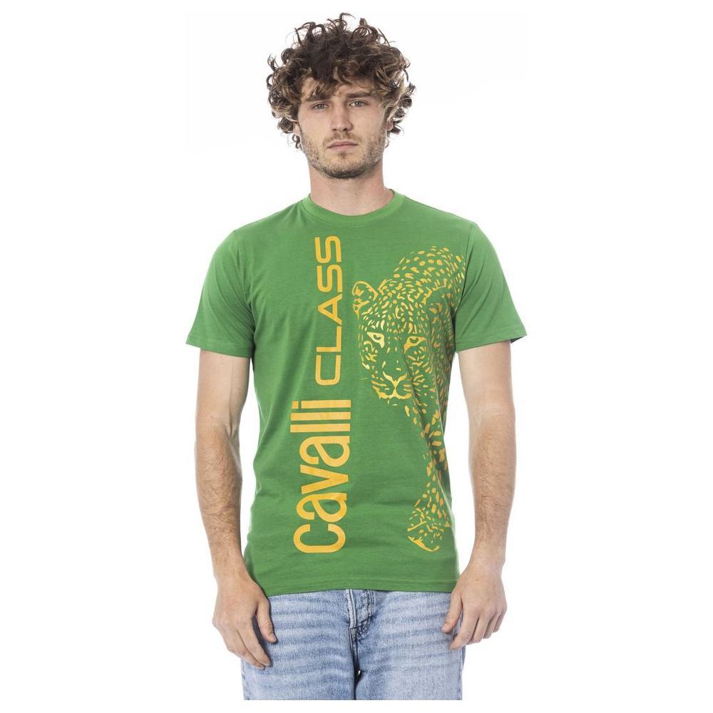 Cavalli Class Green Cotton T-Shirt