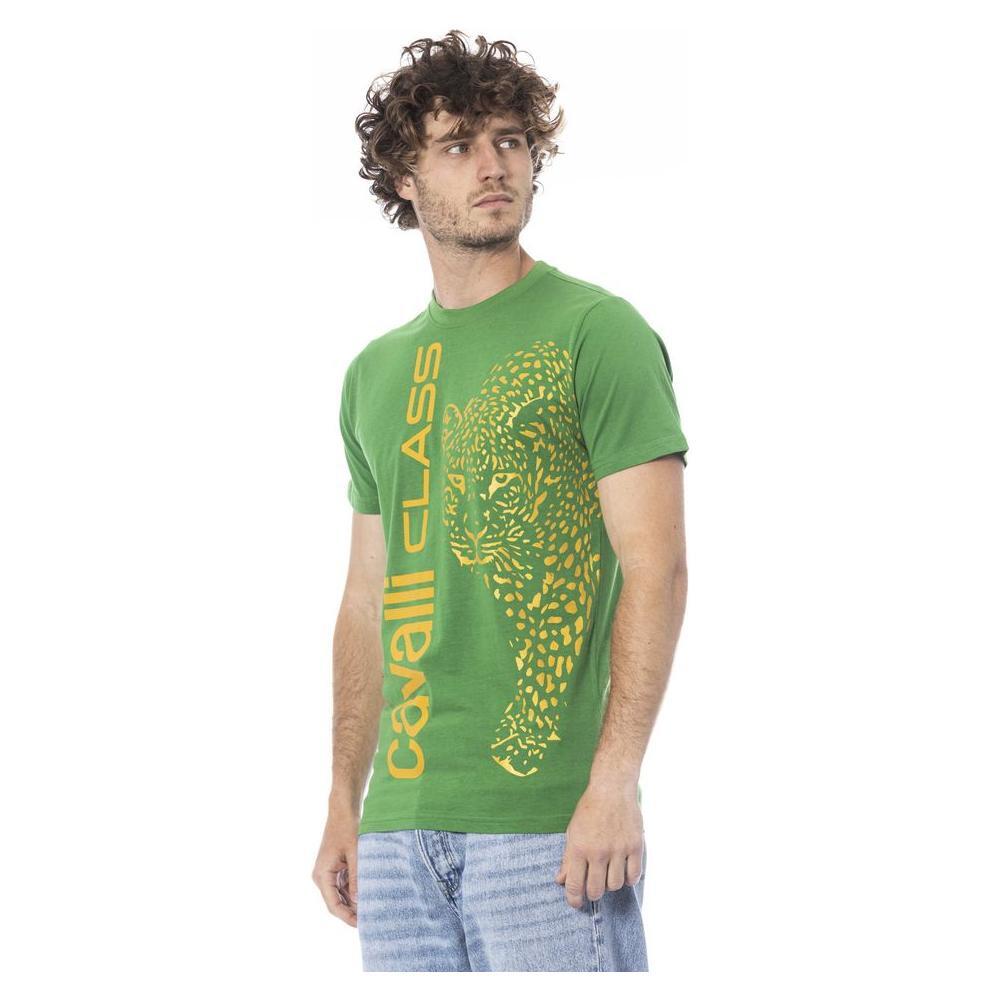 Cavalli Class Green Cotton T-Shirt