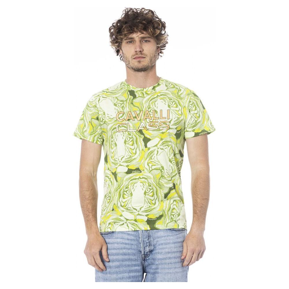 Cavalli Class Green Cotton T-Shirt