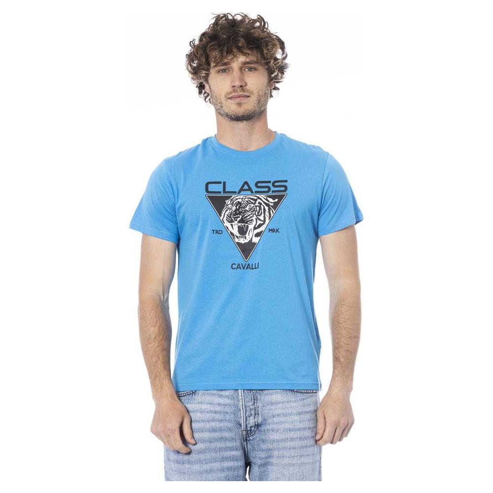 Cavalli Class Light Blue Cotton Men T-Shirt