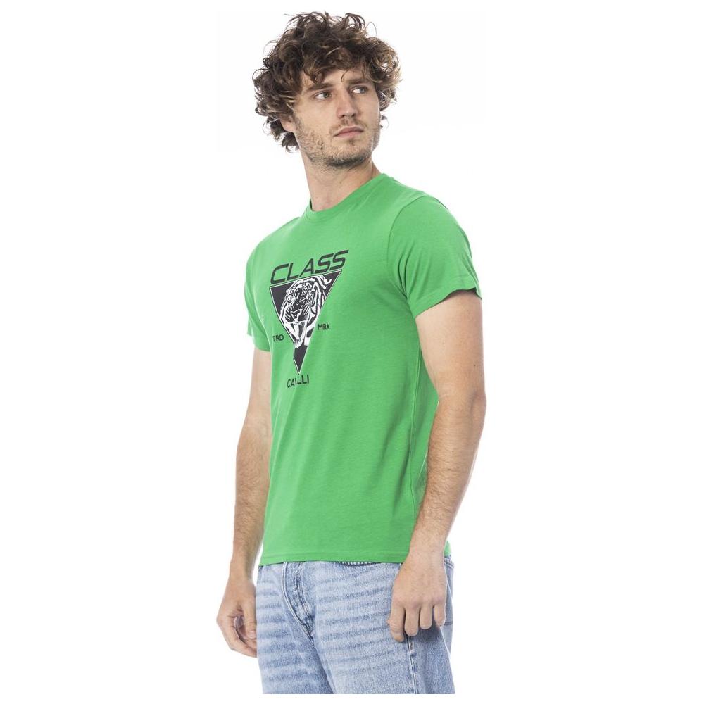 Cavalli Class Green Cotton T-Shirt