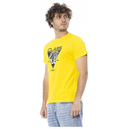 Cavalli Class Yellow Cotton Men T-Shirt